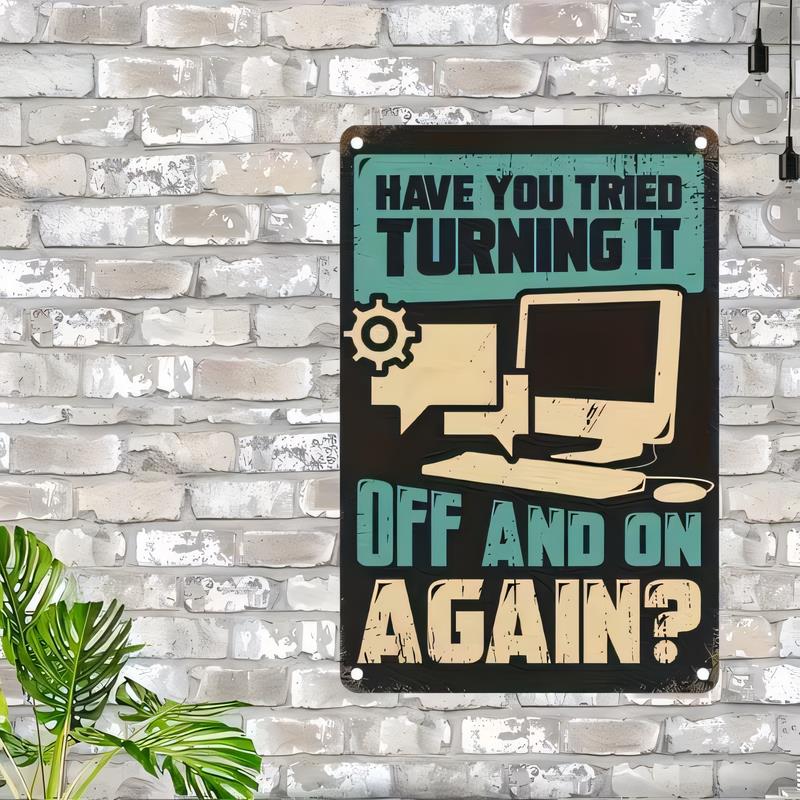 Office Tech Gear - لافتة معدنية بتصميم عتيق تحمل عبارة