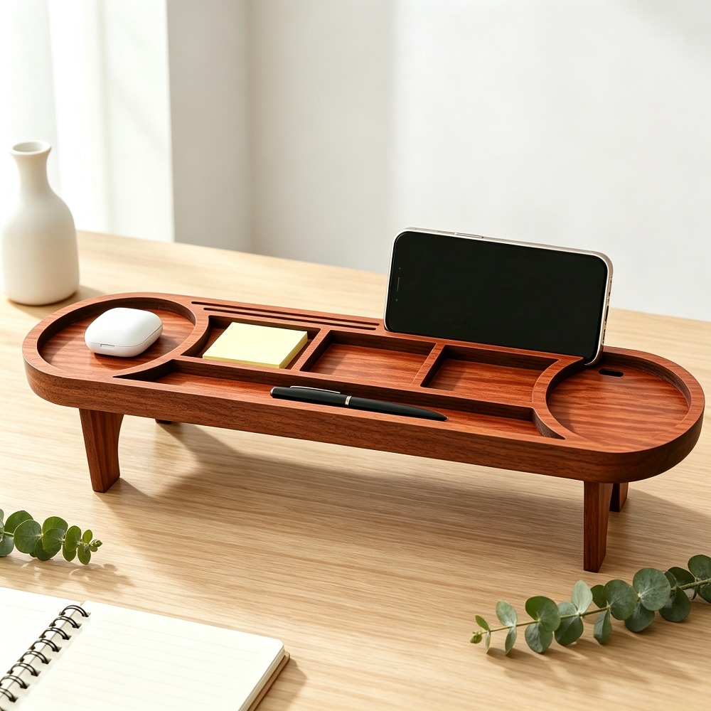 منظم مكتب خشبي مع حامل هاتف، ر - مراجعة Office Tech Accessories وسعره