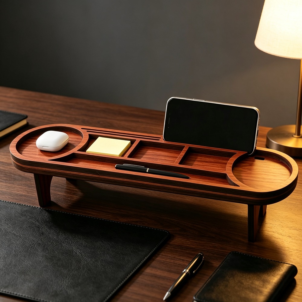 منظم مكتب خشبي مع حامل هاتف، ر - مراجعة Office Tech Accessories وسعره